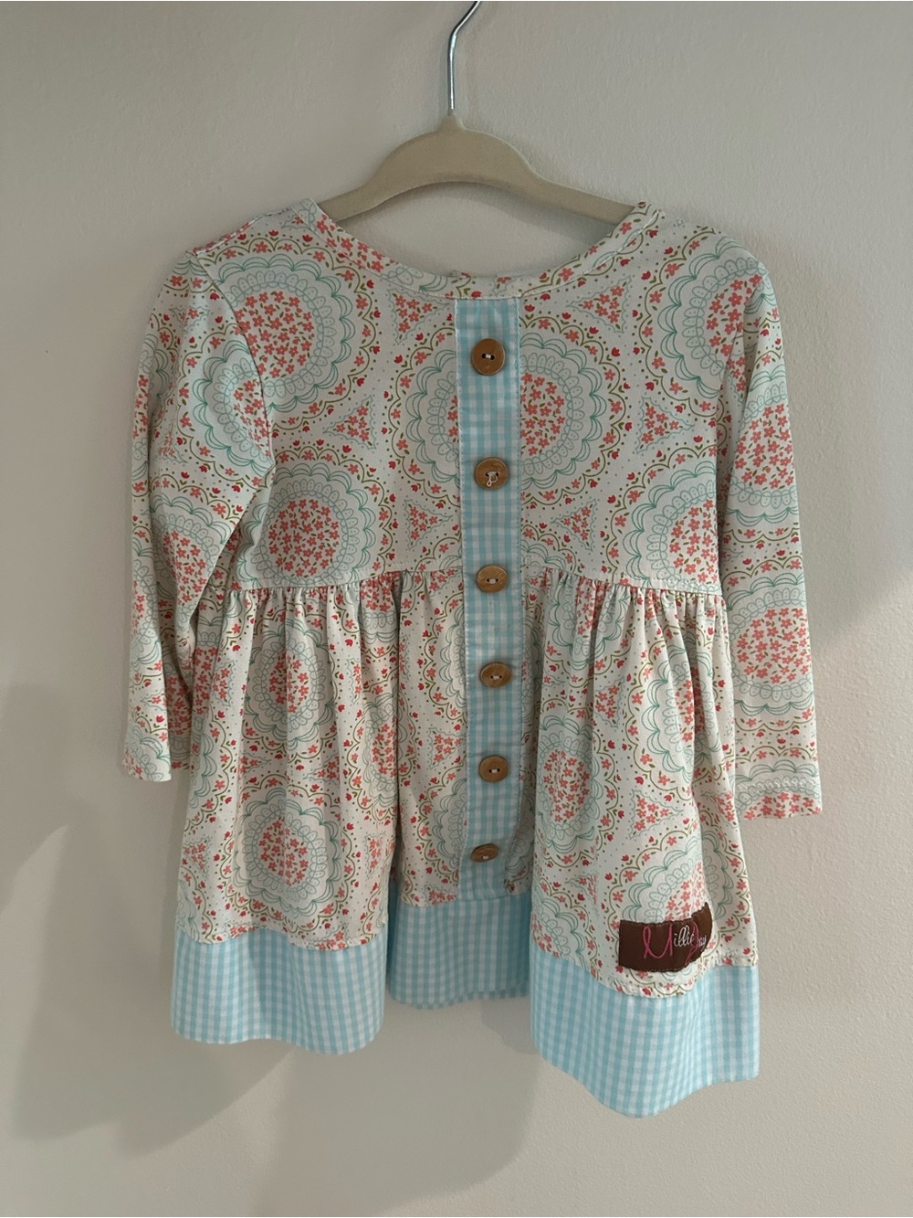 Millie Jay Girls' Cream and Light Blue Floral Button-Front Casual Dress